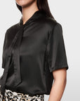 Marc Cain - ZC 55.01 J15 | 900 - Blouse strik 2 stoffen - zwart