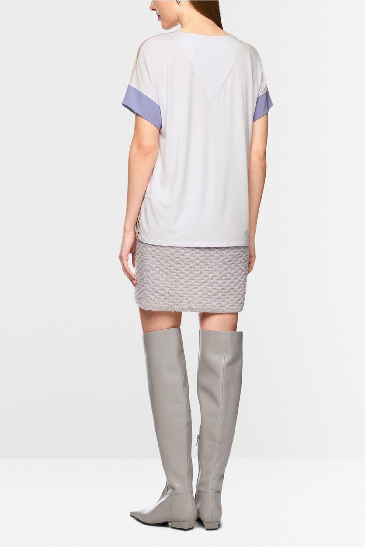 Marc Cain - ZC 55.02 J56 | 702 - Shirtbloes zijde dessin - llight taupe