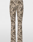 Broek van Marccain in zachte technostretch met luipaardprint, bootcut-pijp, persvouw en elastische tailleband