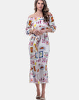 Mucho Gusto - Dress C51CIN092 - Jurk off-shoulder print