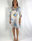 Mucho Gusto - Dress Genova 146 - Jurk V recht print - wit beige