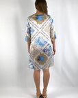 Mucho Gusto - Dress Genova 146 - Jurk V recht print - wit beige