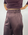 Natan Ficeo-JTBT02 satijnen wide-leg pantalon – Aubergine Foncé