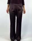 Natan Ficeo-JTBT02 satijnen wide-leg pantalon – Aubergine Foncé