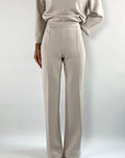 Broek van Natan met brede pijpen in beige scubastof