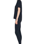 Norma Kamali - KK4266PL10 - Langarm-Top mit Rundhalsausschnitt - Schwarz