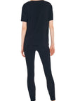 Norma Kamali - KK4266PL10 - Langarm-Top mit Rundhalsausschnitt - Schwarz