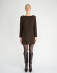 Oscar The Collection Elmo Dress in Espresso met rechte pasvorm en lange mouwen