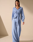 Oscar The Collection - Jason Top - Top mit V-Ausschnitt und Schleife - Himmelblau