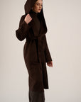 Oscar The Collection - Ruffie coat - Trenchcoat met kap - chocolate