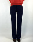 Oscar The Collection Laure trousers in Midnight Blue met hoge taille en licht uitlopende flared pijpen