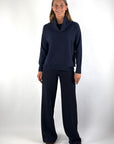 Oscar The Collection Amber trousers in Midnight Blue met hoge taille en rechte pijpen