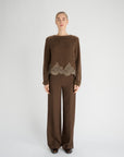 Hamilton Pullover Oscar The Collection in Woodland met ronde hals, lange mouwen en kanten detail aan de zoom