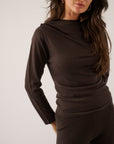 Oscar The Collection - Josee bis top - Top met drapage front - chocolate