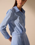 Oscar The Collection - Chester-Top - Bluse mit Knopfdetail - Himmelblau