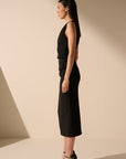 Oscar the collection - Ray dress - Ärmelloses Kleid mit V-Ausschnitt - Schwarz