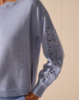 Oscar The Collection – Sam Pullover – Pullover mit Stickereidetails – Himmelblau