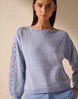 Oscar The Collection – Sam Pullover – Pullover mit Stickereidetails – Himmelblau