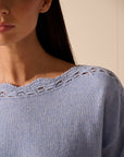 Oscar The Collection – Sam Pullover – Pullover mit Stickereidetails – Himmelblau