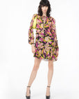 Pinko - Piccadilly - Kurzes Voile-Kleid mit Fransen - Lila Schwarz
