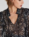 Patrizia Pepe - 8C0433 A8P7 F562 - Bluse mit gerüschten Schultern - Schwarz