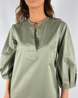 Peserico - S02662 | 035 – Populin-Kleid mit V-Ausschnitt – Khaki