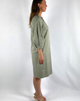 Peserico - S02662 | 035 – Populin-Kleid mit V-Ausschnitt – Khaki