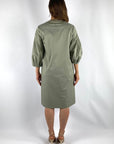 Peserico - S02662 | 035 – Populin-Kleid mit V-Ausschnitt – Khaki