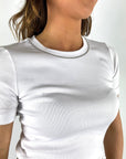 Peserico - S06840J0 | 300 - T-Shirt mit silberner Paspelierung - Off-White