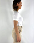 Peserico - S06840J0 | 300 - T-Shirt mit silberner Paspelierung - Off-White