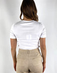 Peserico - S06840J0 | 300 - T-Shirt mit silberner Paspelierung - Off-White