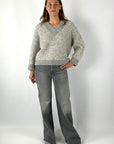 Peserico - S99405F03 - Pullover V - grau beige