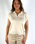 Peserico - S99758F12 | A42 - Pullover mit Polokragen und Einstecktuch - Ecru