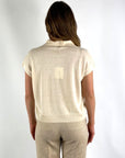 Peserico - S99758F12 | A42 - Pullover mit Polokragen und Einstecktuch - Ecru