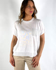 Peserico - S99761F12 | A00 - Kurzarmpullover mit Einstecktuch - Off-White