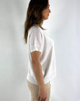 Peserico - S99761F12 | A00 - Kurzarmpullover mit Einstecktuch - Off-White