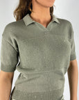 Peserico - S99765F05 | A35 - Pull-Polokragen mit Pailletten - Khaki