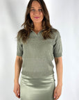 Peserico - S99765F05 | A35 - Pull-Polokragen mit Pailletten - Khaki