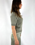 Peserico - S99765F05 | A35 - Pull-Polokragen mit Pailletten - Khaki