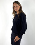 Peserico trui met V-hals in wol, zijde en cashmere – Universe Blue