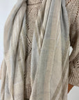 Peserico - S31522CO 943 - Sjaal strepen - beige lichtgrijs
