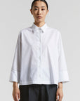 Peserico - S06608 | 001 - Bluse mit Popeline-Detail am Ärmel - weiß