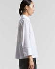 Peserico - S06608 | 001 - Bluse mit Popeline-Detail am Ärmel - weiß