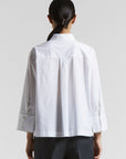 Peserico - S06608 | 001 - Bluse mit Popeline-Detail am Ärmel - weiß