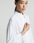 Peserico - S06608 | 001 - Bluse mit Popeline-Detail am Ärmel - weiß