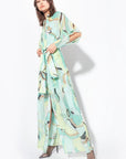 Pinko - Narcisa SC3 - Langes Voile-Kleid mit Print - Mintbeige