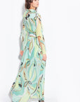 Pinko - Narcisa SC3 - Langes Voile-Kleid mit Print - Mintbeige