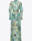 Pinko - Narcisa SC3 - Langes Voile-Kleid mit Print - Mintbeige