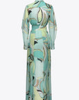 Pinko - Narcisa SC3 - Langes Voile-Kleid mit Print - Mintbeige