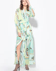Pinko - Narcisa SC3 - Langes Voile-Kleid mit Print - Mintbeige